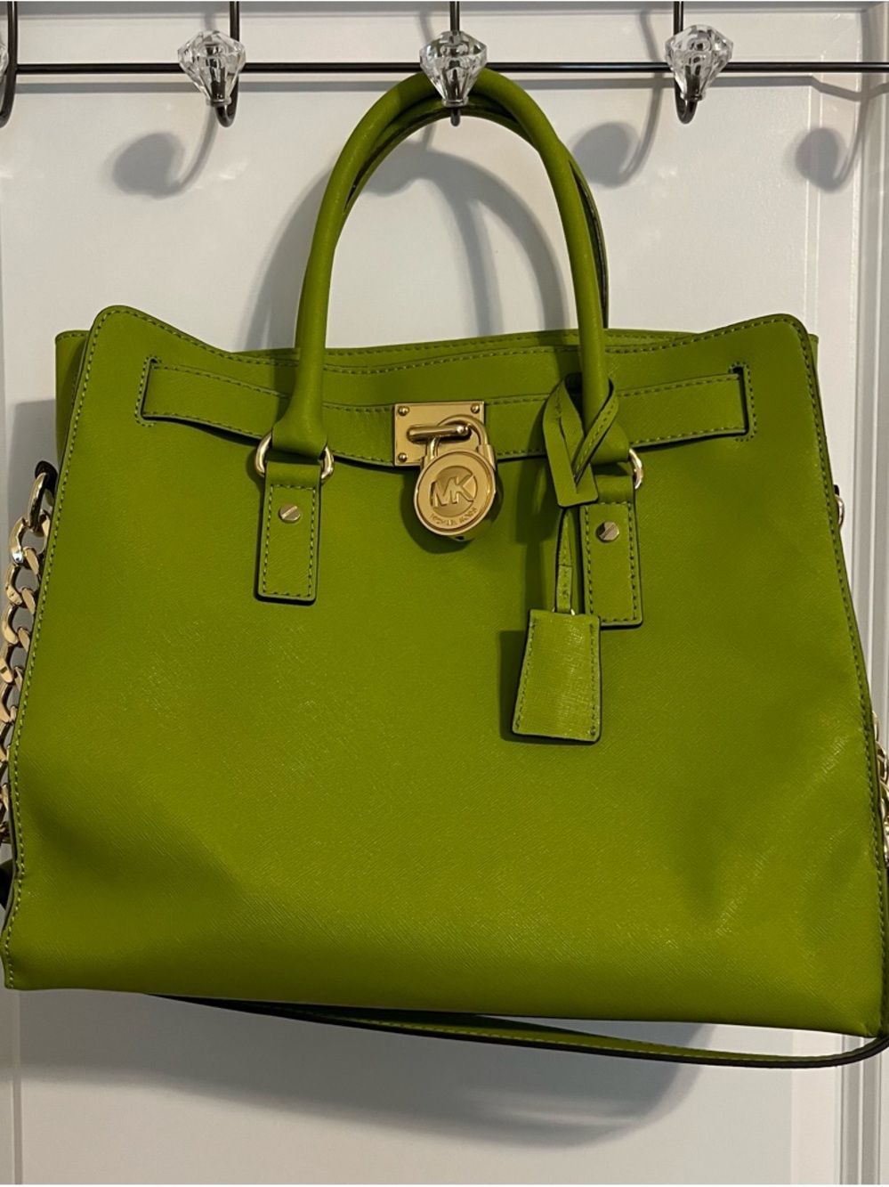 Michael Kors Green Saffiano Hamilton Tote Bag